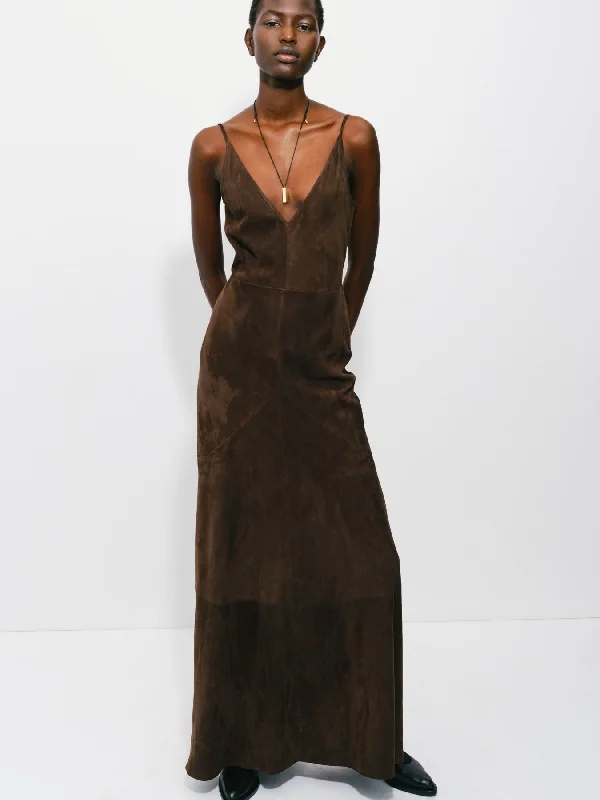 Brigita Dress in Chocolate Suede