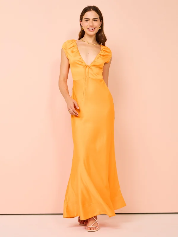 By Nicola Benita V Neckline Maxi Dress in Orange