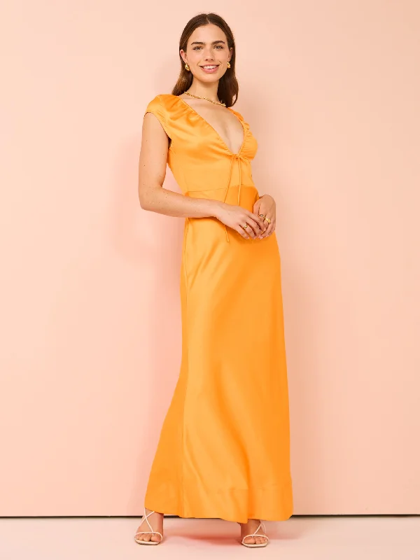 By Nicola Benita V Neckline Maxi Dress in Orange