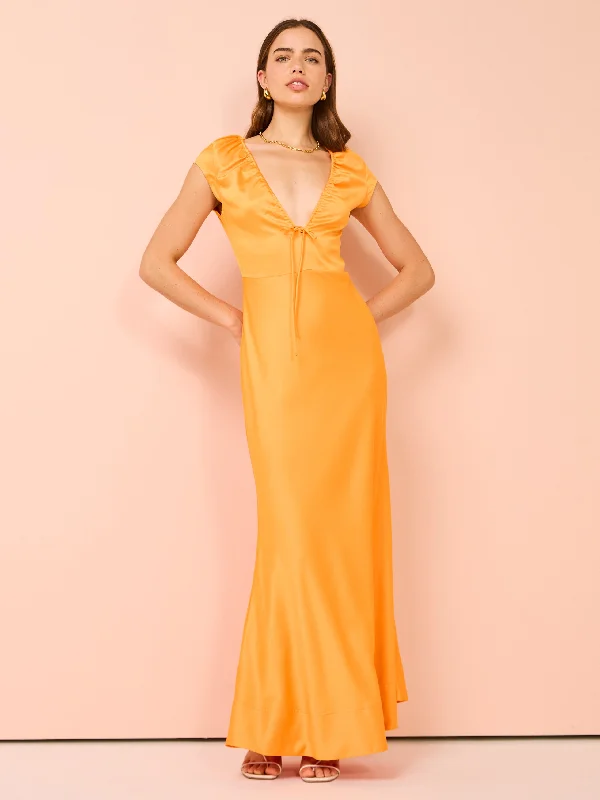 By Nicola Benita V Neckline Maxi Dress in Orange