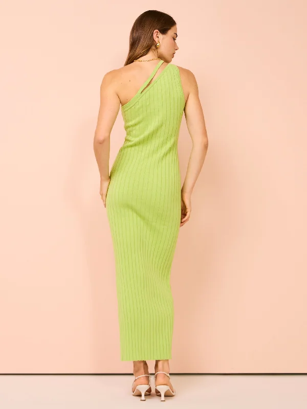 By Nicola Calypso One Shoulder Maxi Dress in Lime Marle