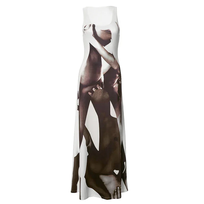 Abstract Seduce Tank Camisole Wild Printed Casual Wear Streetwear Maxi Dress