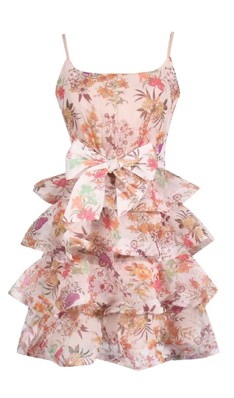 FLORAL PRINTED RUCHED MINI DRESS