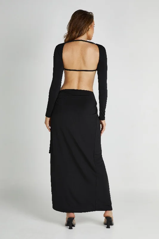 Kiandra Slinky Knot Maxi Dress - Black