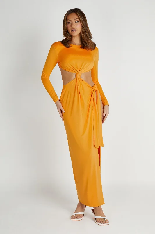 Kiandra Slinky Knot Maxi Dress - Orange