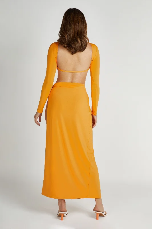 Kiandra Slinky Knot Maxi Dress - Orange