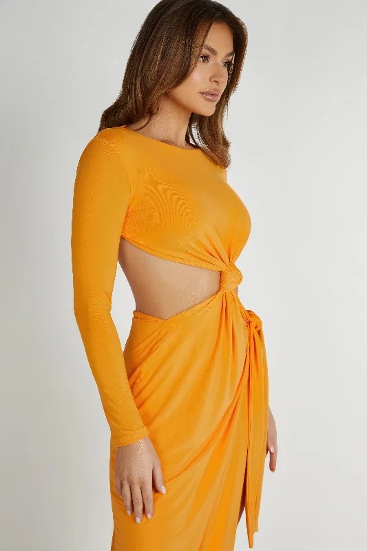 Kiandra Slinky Knot Maxi Dress - Orange