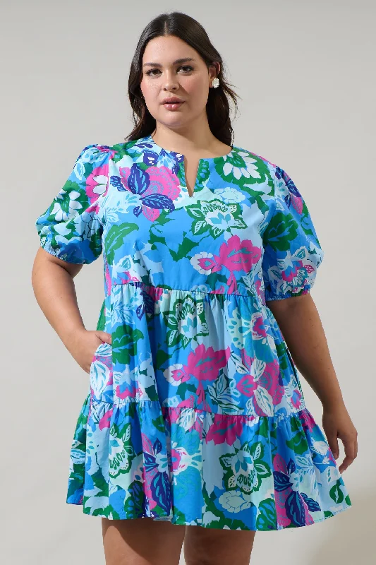 Lavera Floral Maine Poplin Mini Dress Curve