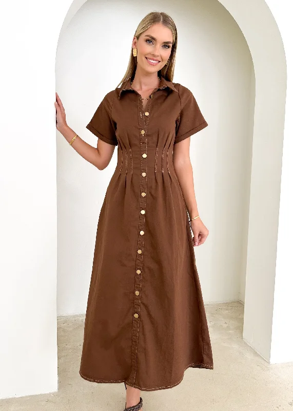 Lesma Maxi Dress - Brown