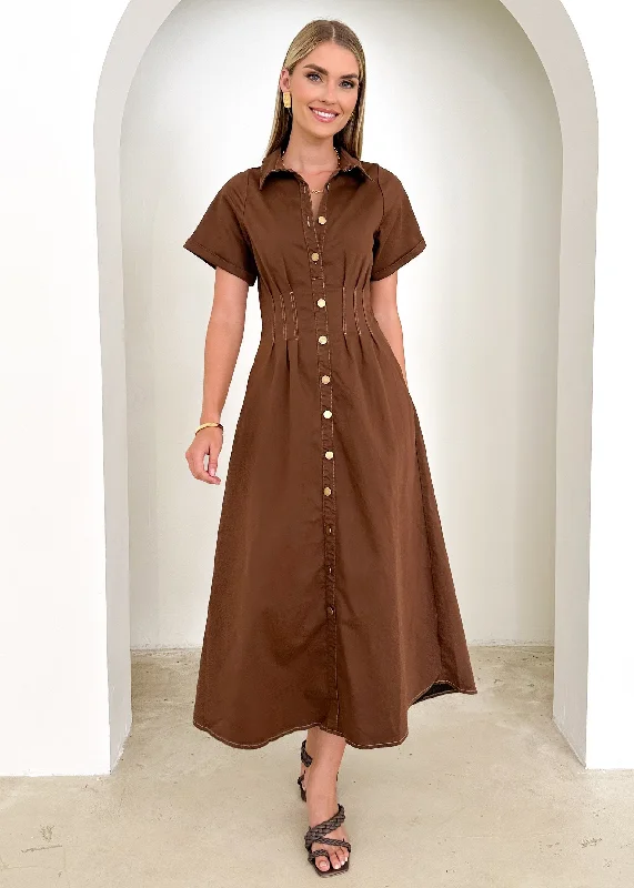 Lesma Maxi Dress - Brown