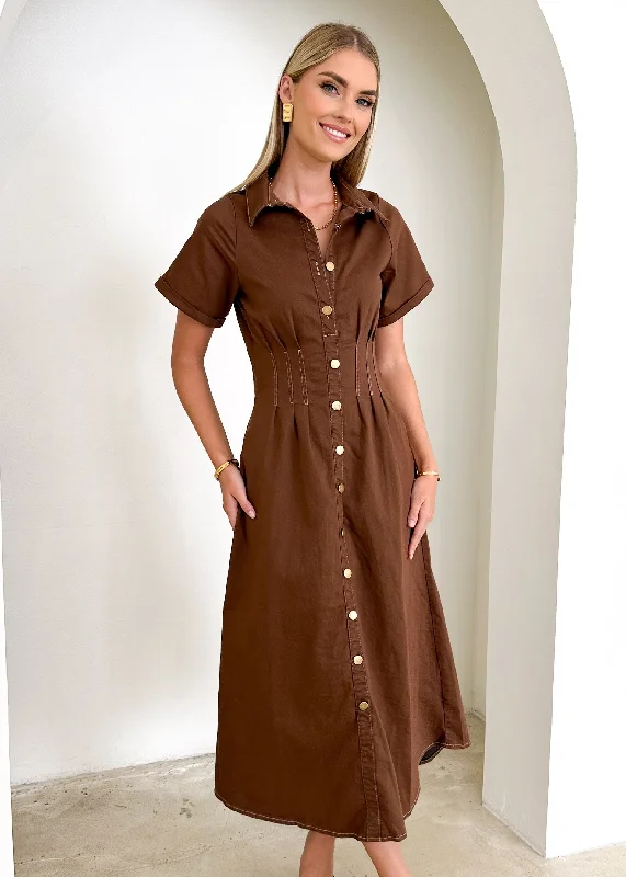 Lesma Maxi Dress - Brown