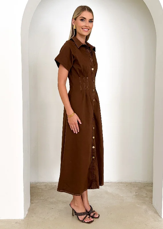 Lesma Maxi Dress - Brown