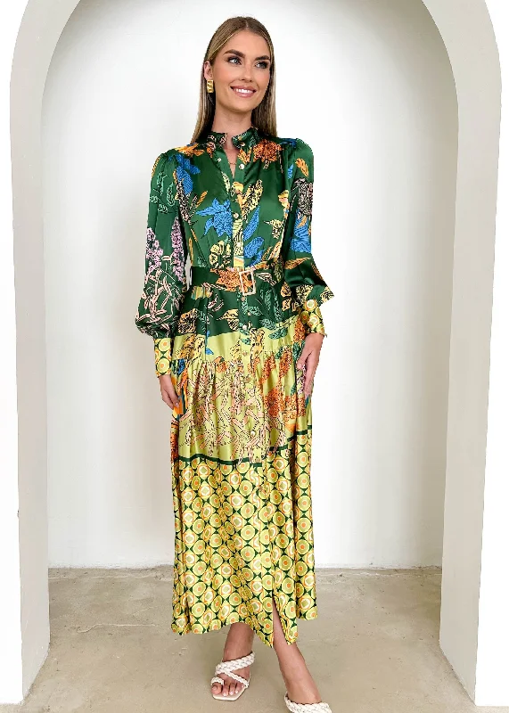 Naira Maxi Dress - Green Banksia