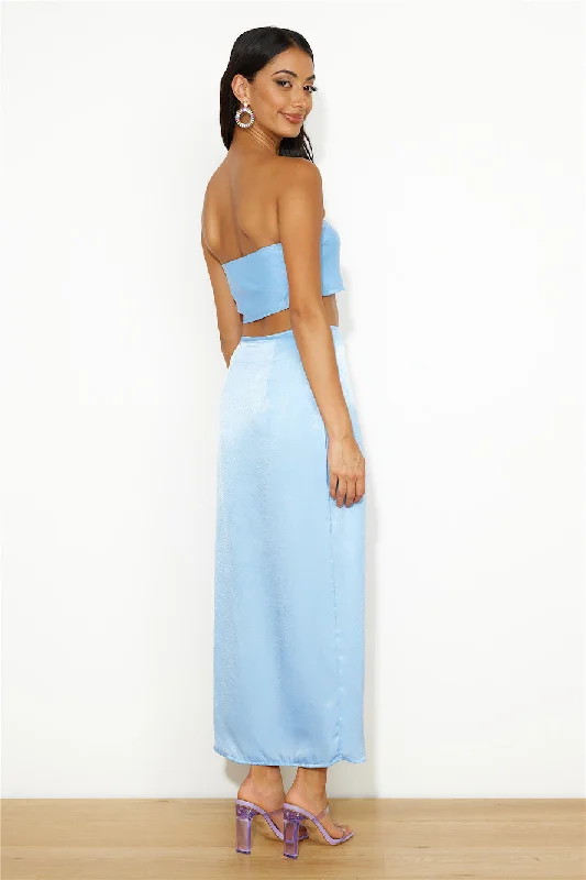 Nights In Silk Satin Maxi Skirt Blue