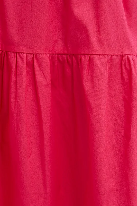 Pink Maxi Dress Sleeveless Ruched Front