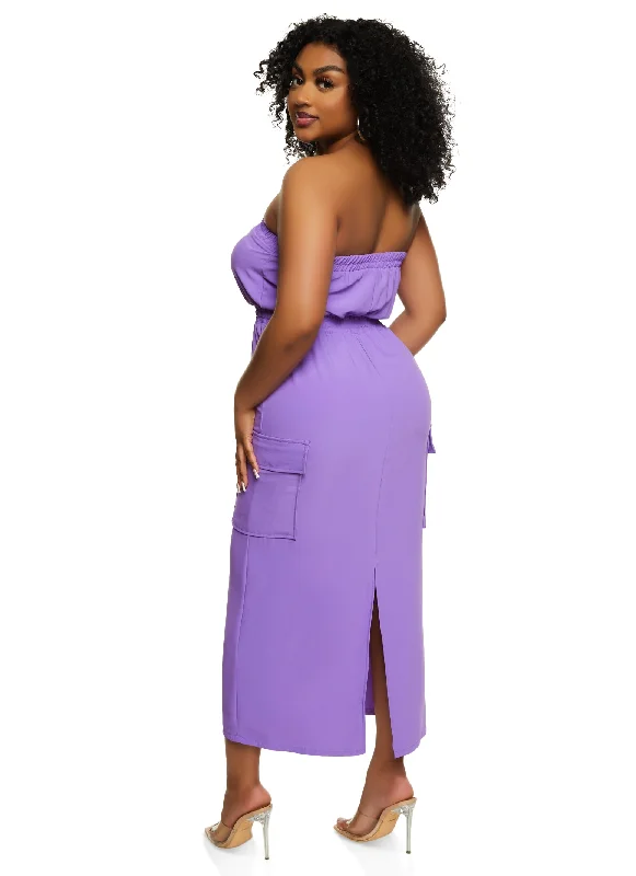 Haute Monde Tie Waist Cargo Pocket Tube Dress