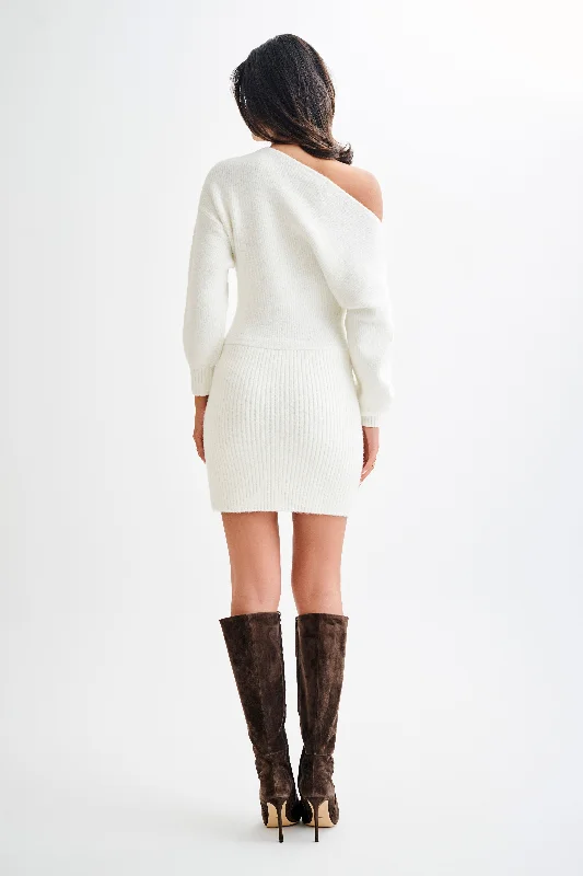 Rafferty Boat Neck Knit Mini Dress - Ivory