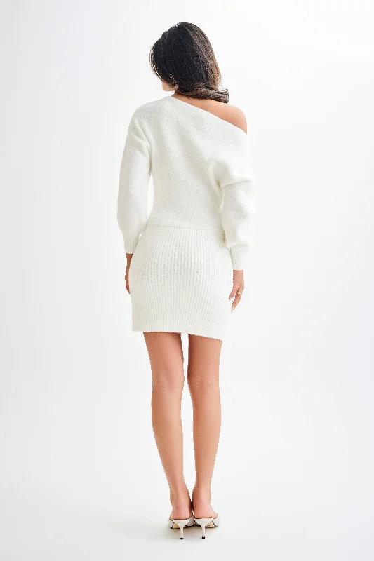 Rafferty Boat Neck Knit Mini Dress - Ivory