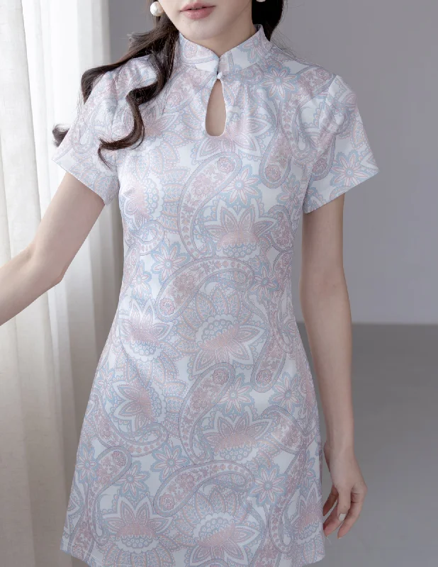 Sue Cheongsam Dress in White