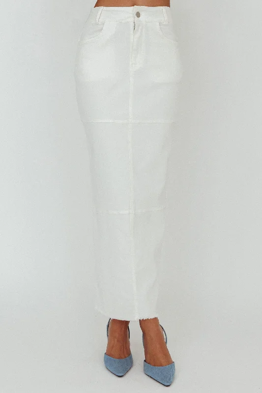 Thalia Pocket Maxi Skirt White