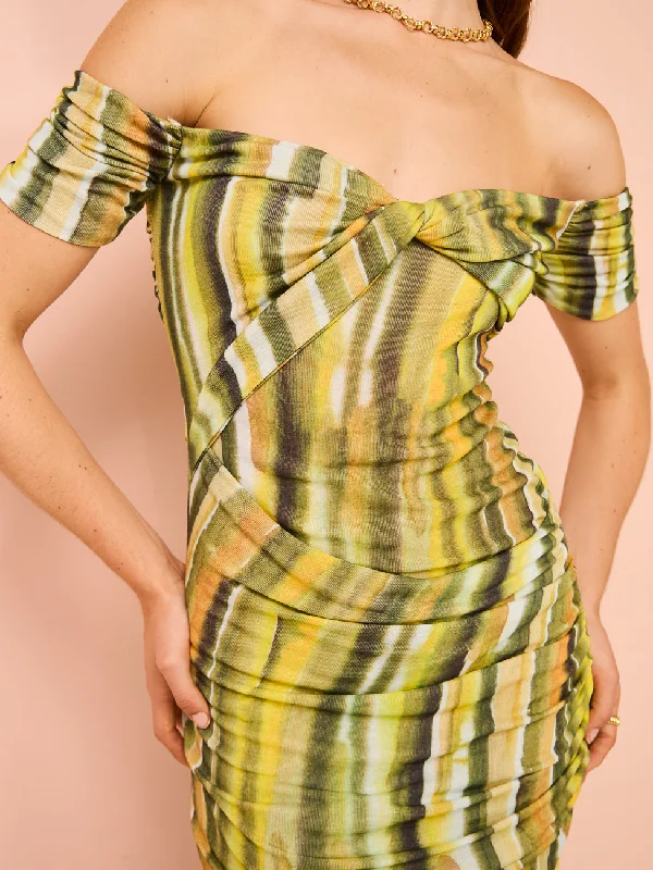 Third Form Wind Through Off Shoulder Dress in Brush Stroke