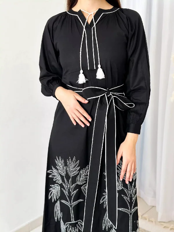 Una Embroidered Palm Dress