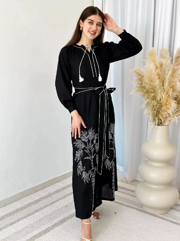 Una Embroidered Palm Dress