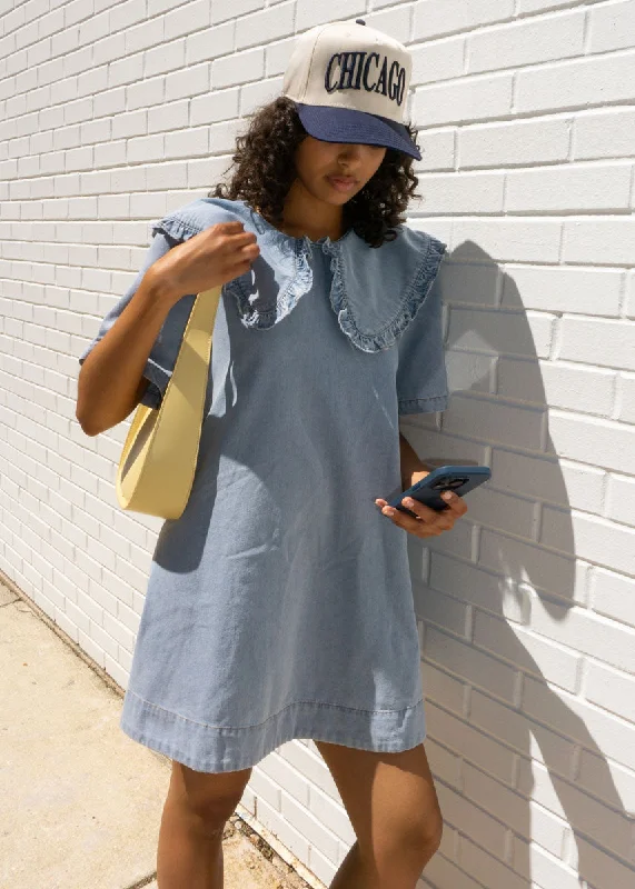 Wendy Ruffled Denim Mini Dress - Light