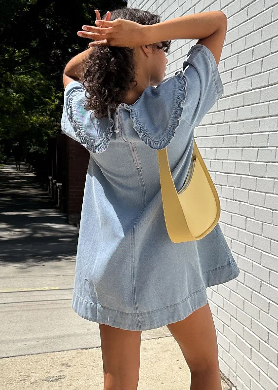 Wendy Ruffled Denim Mini Dress - Light