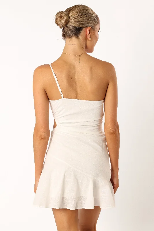 Wimbeldon One Shoulder Mini Dress - White