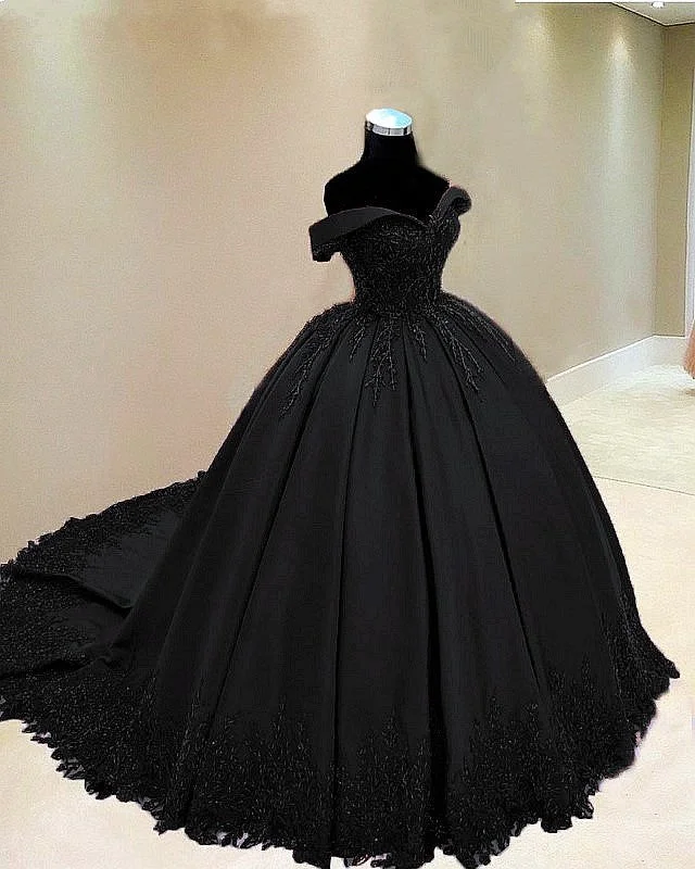 Prom Ball Gown Dresses Lace Edge Off The Shoulder