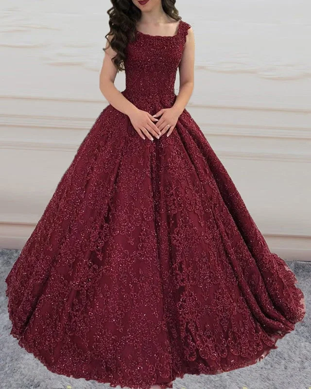 Lace Prom Dresses Ball Gowns Spaghetti Straps