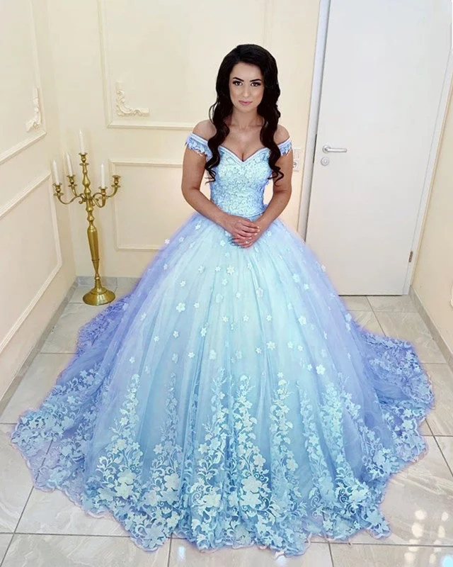 Lace Embroidery Quinceanera Dresses Ball Gown Off The Shoulder