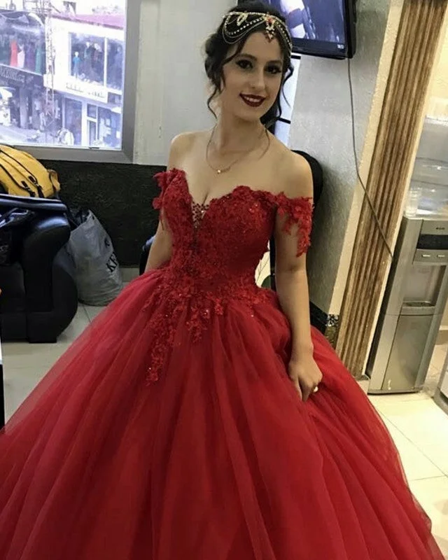 Tulle Ball Gown Appliques Dresses Off Shoulder