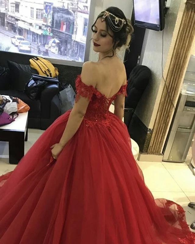 Tulle Ball Gown Appliques Dresses Off Shoulder