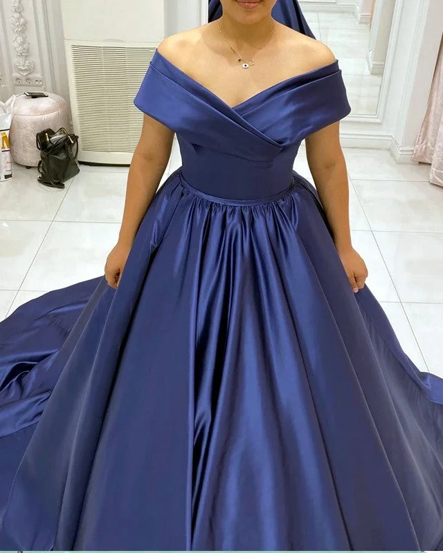 Plus Size Ball Gown Dresses Satin Off Shoulder