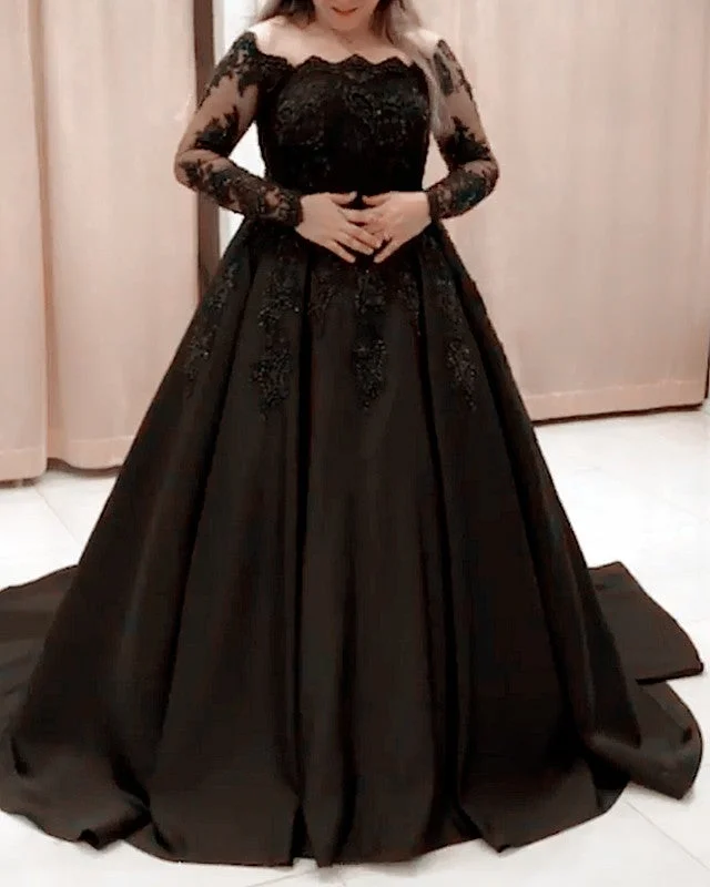 Lace Long Sleeves Prom Dresses Plus Size Formal Gown