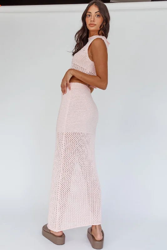 Bayside Crochet Maxi Skirt Pink