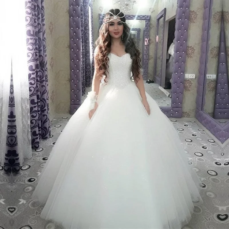 Bling Bling Sequins Beading Organza Ball Gowns Wedding Dresses