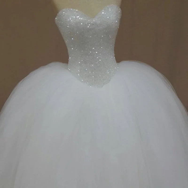 Bling Bling Sequins Beading Organza Ball Gowns Wedding Dresses