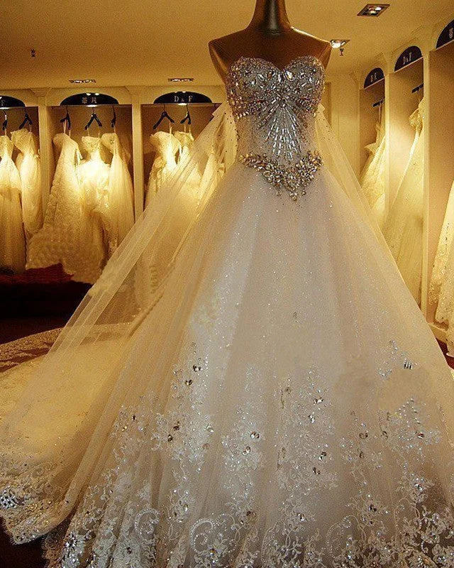 Bling Bling Wedding Dresses Crystal Beaded Sweetheart