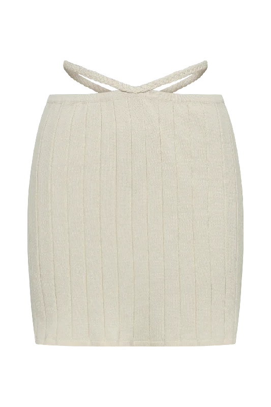 Celine A-Line Extreme Rib Mini Skirt - Ivory