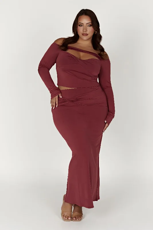 Ceri Maxi Twist Skirt - Wine