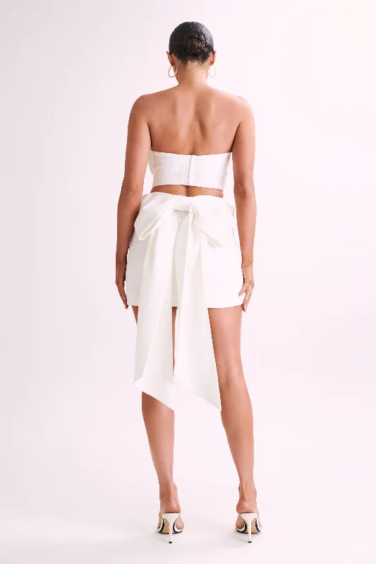 Jana Bow Mini Skirt - White