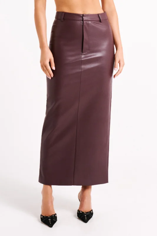 Lottie Faux Leather Maxi Skirt - Plum