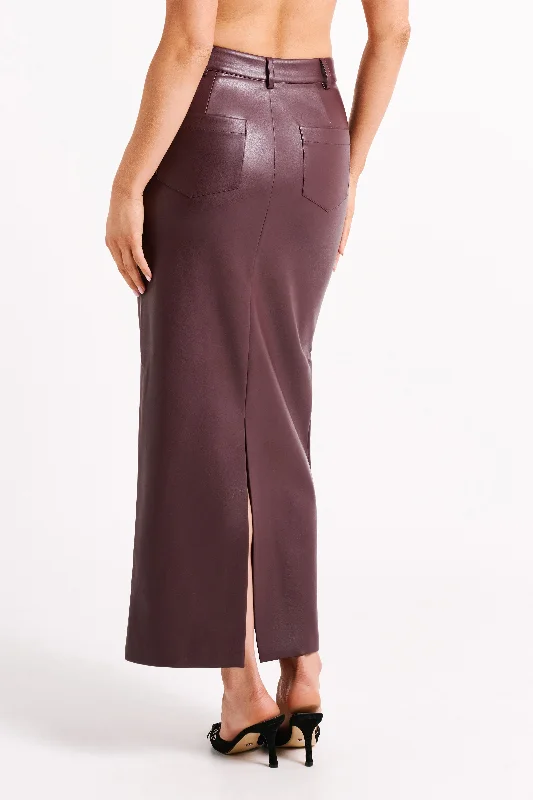 Lottie Faux Leather Maxi Skirt - Plum