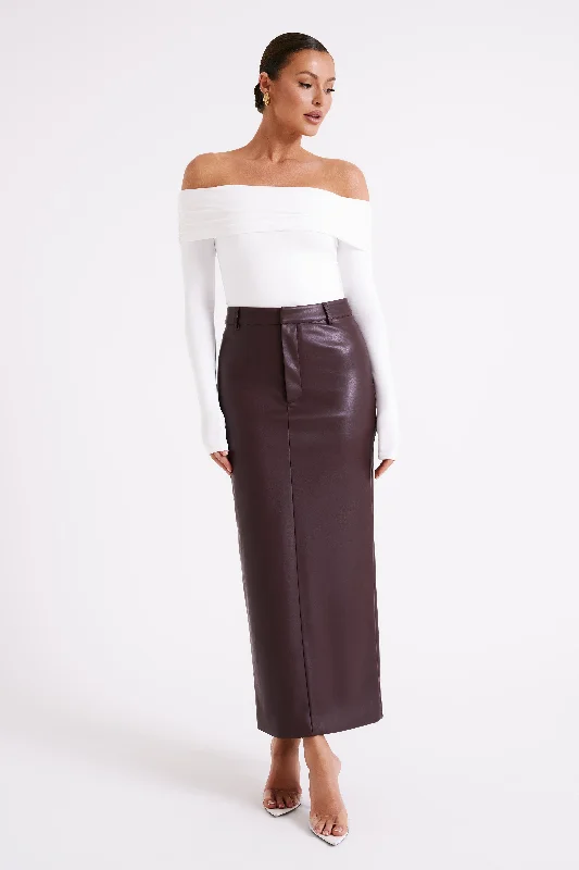 Lottie Faux Leather Maxi Skirt - Plum