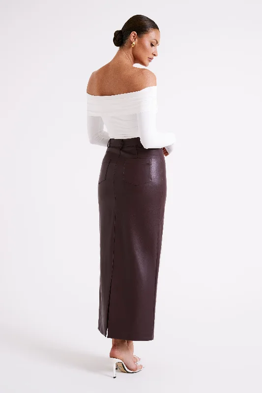 Lottie Faux Leather Maxi Skirt - Plum