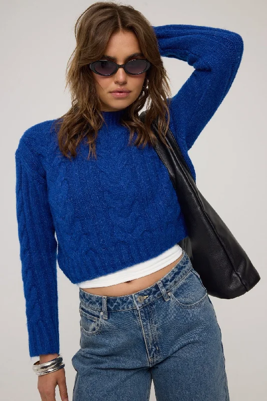 Luck & Trouble Rumi Cable Knit Jumper Cobalt