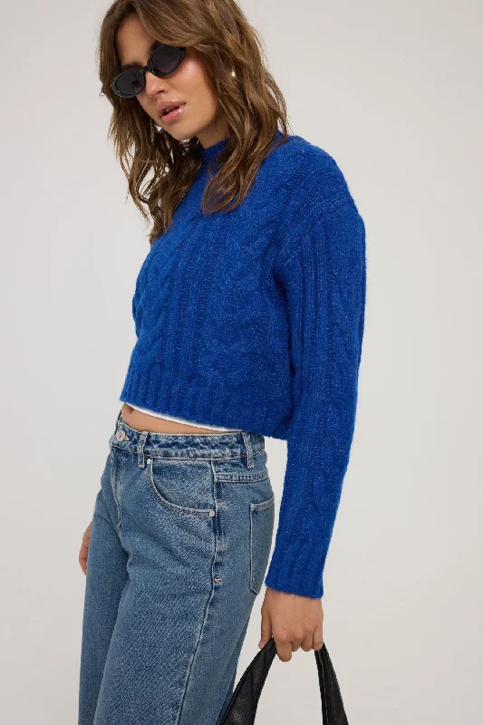 Luck & Trouble Rumi Cable Knit Jumper Cobalt